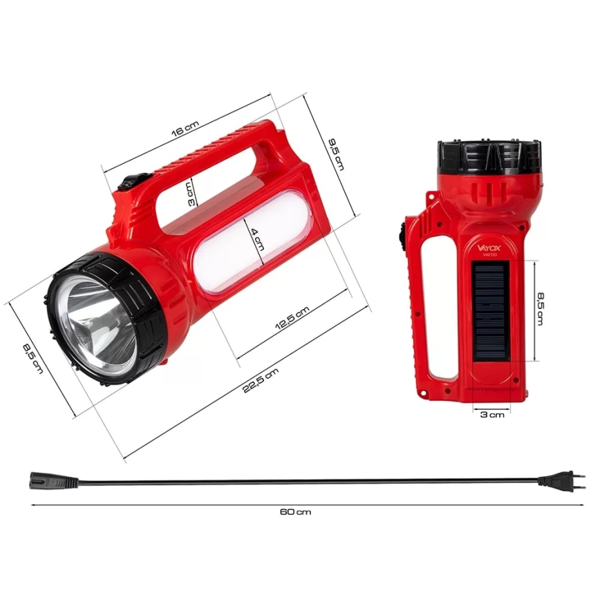LED akumulatorowa latarka solarna LED/7W/230V 400 błyszcz. 3200 mAh