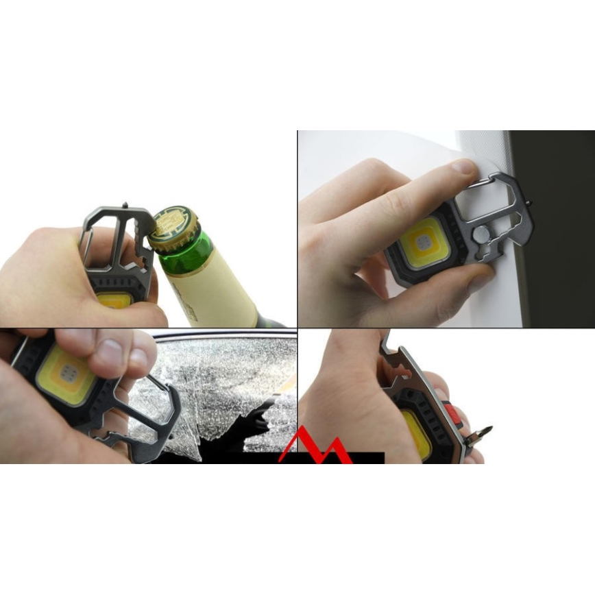 LED Akumulatorowa wielofunkcyjna latarka ze stojakiem LED/USB-C 400 mAh