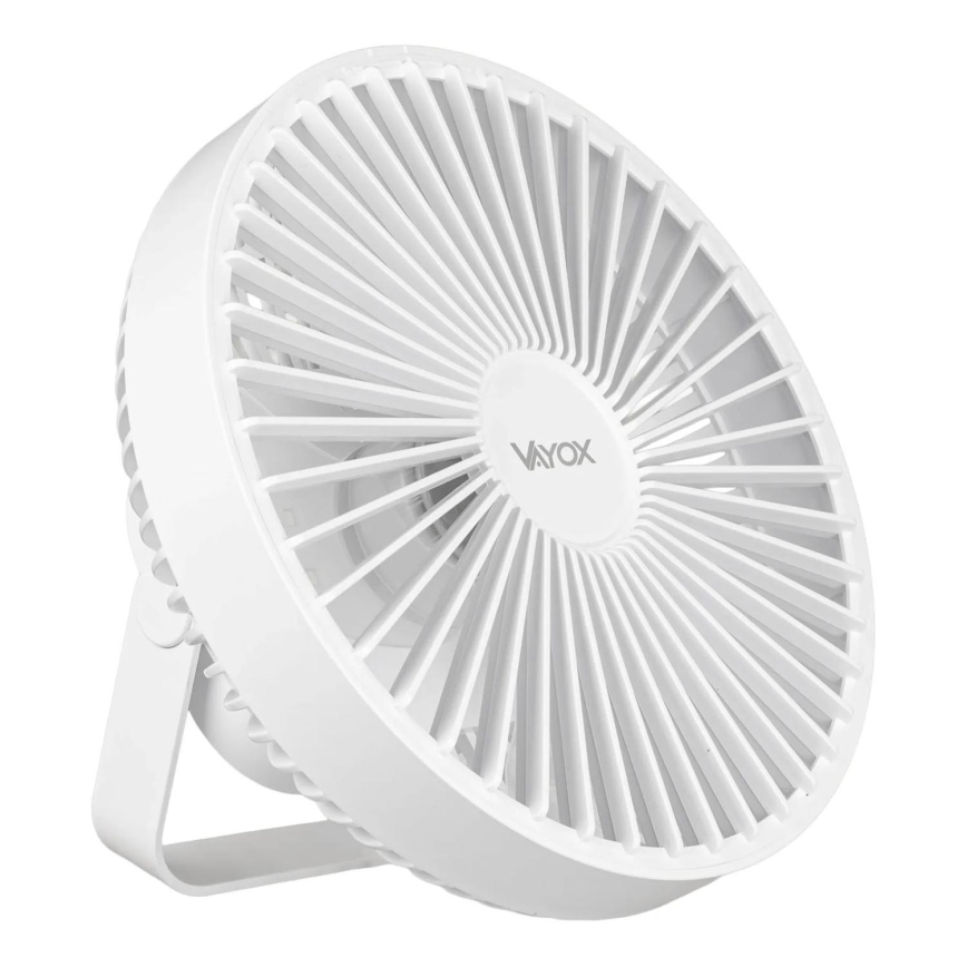 LED akumulatorowy stołowy wentylator z oświetleniem LED LED/2W/5V USB 2400 mAh biały
