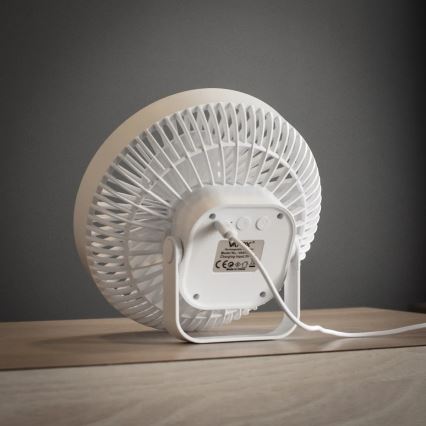 LED akumulatorowy stołowy wentylator z oświetleniem LED LED/2W/5V USB 2400 mAh biały