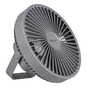 LED akumulatorowy stołowy wentylator z oświetleniem LED LED/2W/5V USB 2400 mAh szary