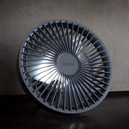 LED akumulatorowy stołowy wentylator z oświetleniem LED LED/2W/5V USB 2400 mAh szary