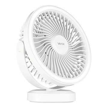 LED akumulatorowy stołowy wentylator z oświetleniem LED LED/3W/5V USB 2400 mAh biały
