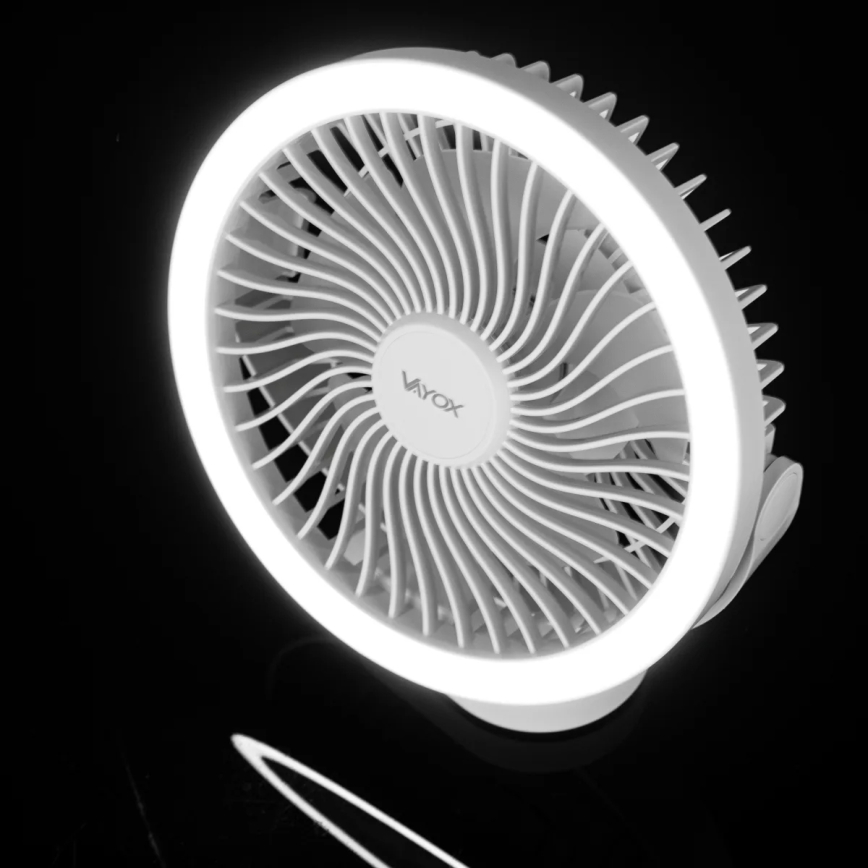 LED akumulatorowy stołowy wentylator z oświetleniem LED LED/3W/5V USB 2400 mAh biały