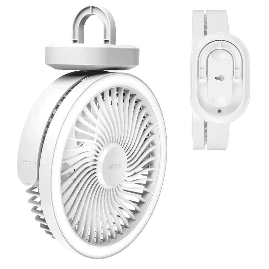 LED akumulatorowy stołowy wentylator z oświetleniem LED LED/3W/5V USB 2400 mAh biały