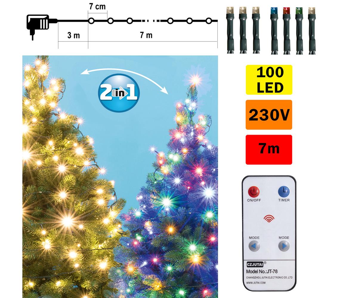 LED Łańcuch świąteczny z pilotem zdalnego sterowania LED/230V IP44