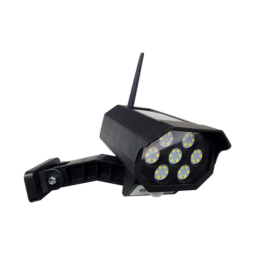 LED Atrapa kamery solarnej z czujnikiem LED/3,7V 1200 mAh IP44 czarny + zdalne sterowanie