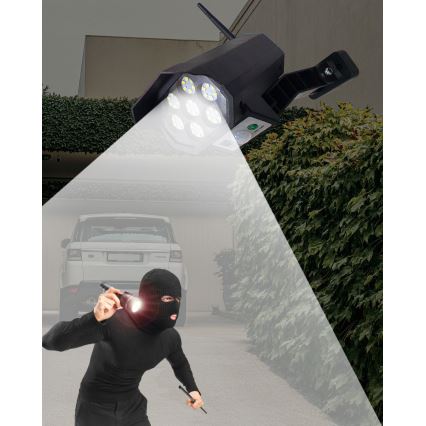 LED Atrapa kamery solarnej z czujnikiem LED/3,7V 1200 mAh IP44 czarny + zdalne sterowanie