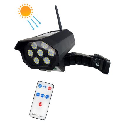 LED Atrapa kamery solarnej z czujnikiem LED/3,7V 1200 mAh IP44 czarny + zdalne sterowanie