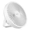 LED Biurkowy wentylator ładowany z oświetleniem LED LED/2W/5V USB 2400 mAh biały
