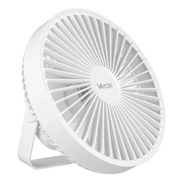 LED Biurkowy wentylator ładowany z oświetleniem LED LED/2W/5V USB 2400 mAh biały