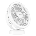 LED Biurkowy wentylator ładowany z oświetleniem LED LED/3W/5V USB 2400 mAh biały