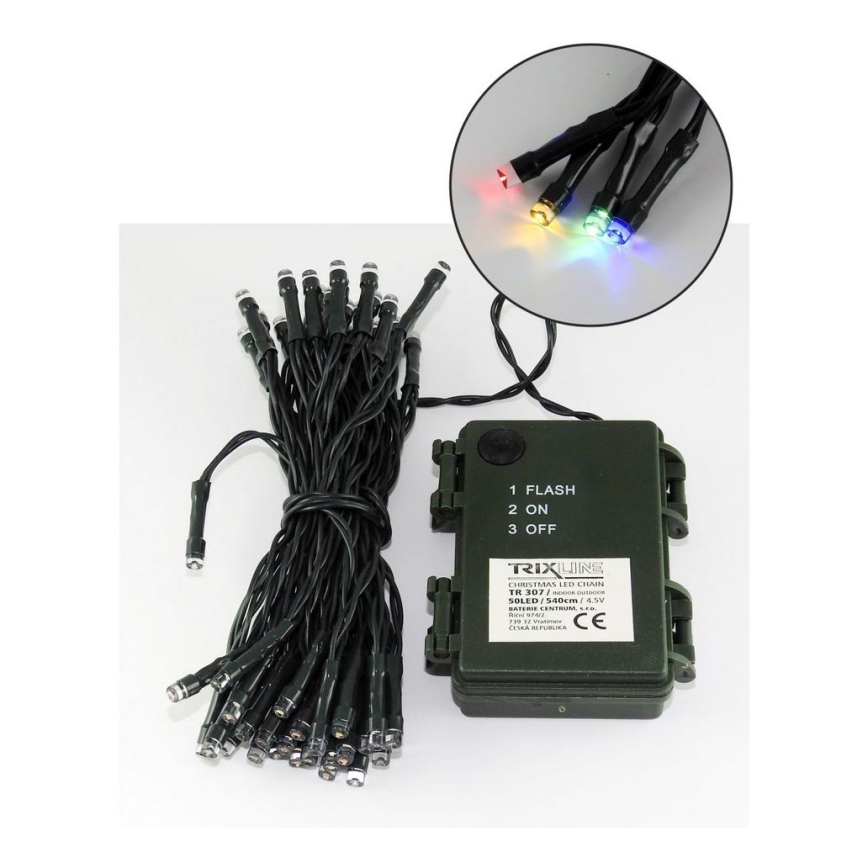 LED Bożonarodzeniowy łańcuch zewnętrzny 50xLED/2 functions 5,4m IP44 różne kolory