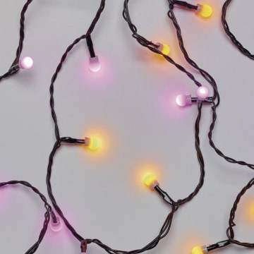 LED Bożonarodzeniowy łańcuch zewnętrzny CHERRY 40xLED 9m IP44 żółty/różowy
