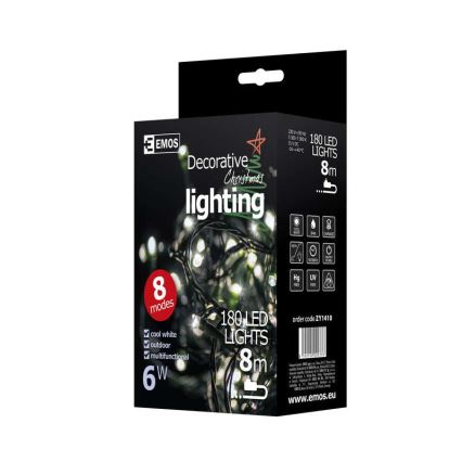 Emos ZY1410 - Boże Narodzenie łańcuch IP44 3m 180xLED
