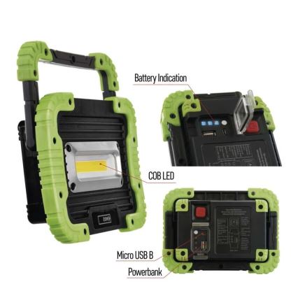 LED COB akumulatorowy reflektor LED/3,7V 3000 mAh IP44
