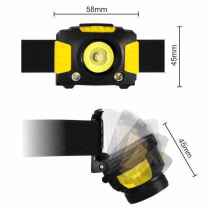 LED Czołówka 2xLED/5W/3xAAA + LED/3W