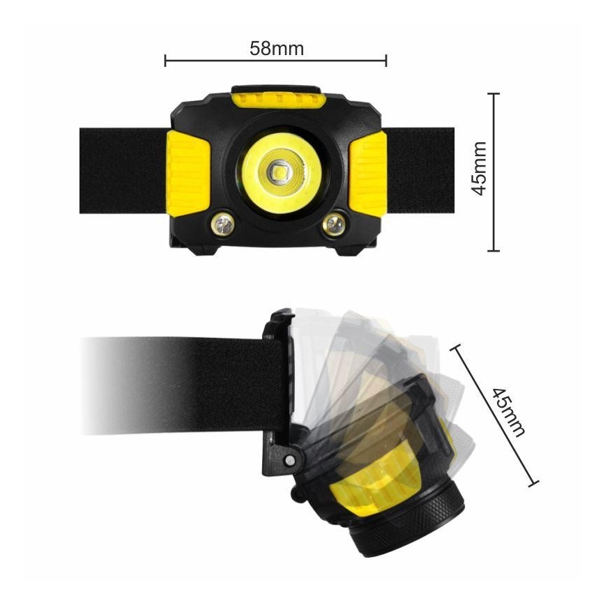 LED Czołówka 2xLED/5W/3xAAA + LED/3W