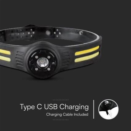 LED Czołówka akumulatorowa z czerwonym światłem USB LED/3W/5V IP43 470 lm 5 h 650 mAh