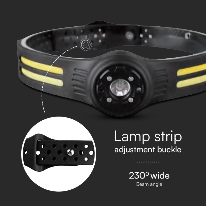 LED Czołówka akumulatorowa z czerwonym światłem USB LED/3W/5V IP43 470 lm 5 h 650 mAh