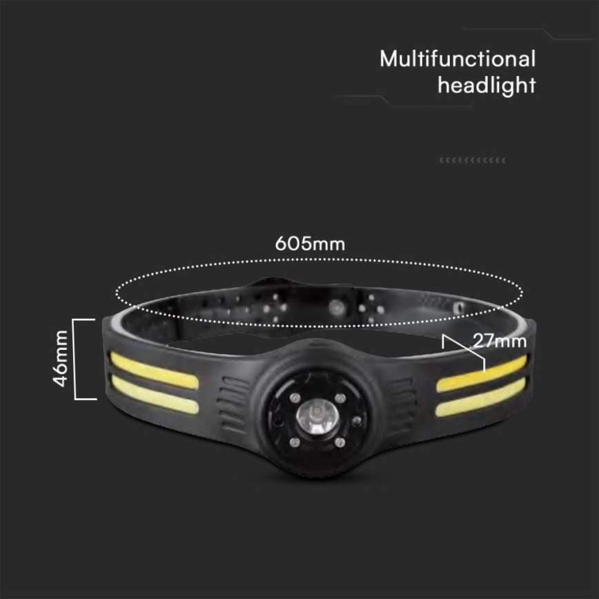 LED Czołówka akumulatorowa z czerwonym światłem USB LED/3W/5V IP43 470 lm 5 h 650 mAh