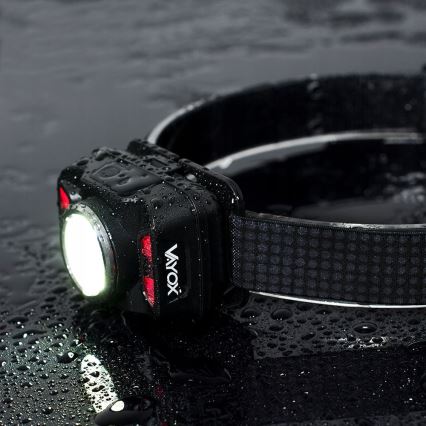 LED Ściemnialna akumulatorowa czołówka z czujnikiem i czerwone światło LED/15W/5V IP66 430 błyszcz. 1800 mAh