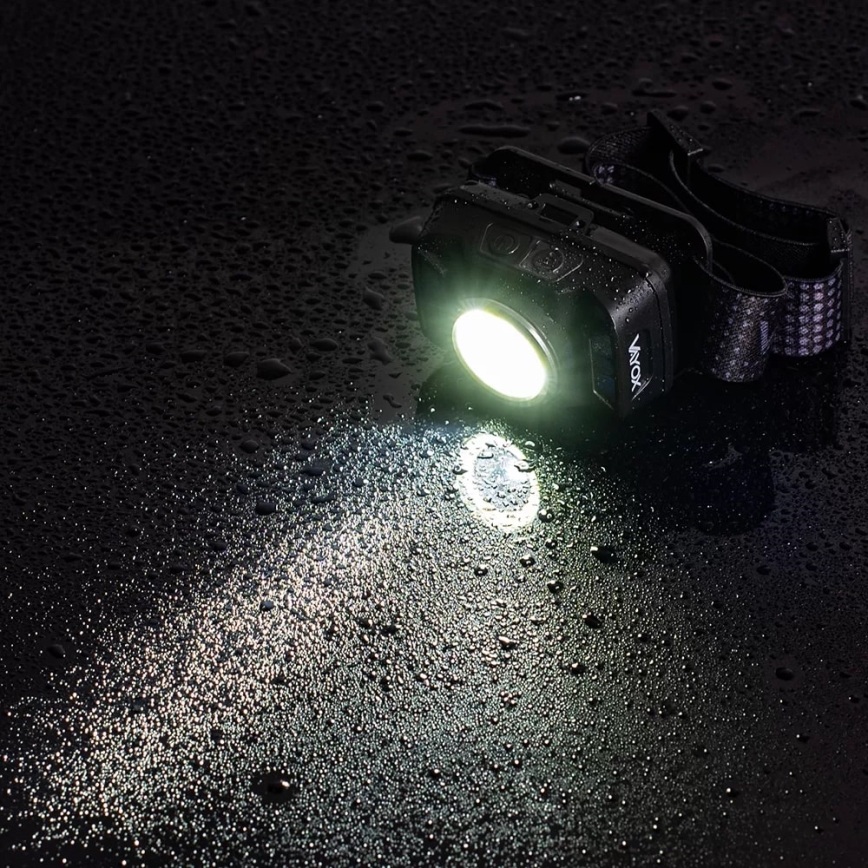 LED Ściemnialna akumulatorowa czołówka z czujnikiem i czerwone światło LED/15W/5V IP66 430 błyszcz. 1800 mAh