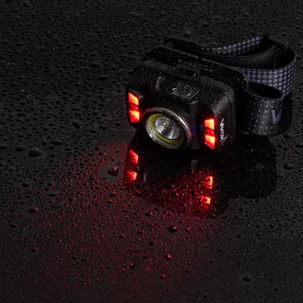LED Ściemnialna akumulatorowa czołówka z czujnikiem i czerwone światło LED/15W/5V IP66 430 błyszcz. 1800 mAh