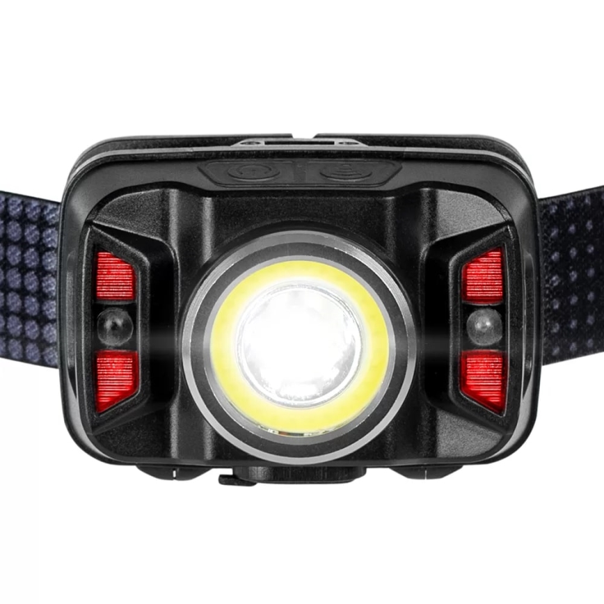 LED Ściemnialna akumulatorowa czołówka z czujnikiem i czerwone światło LED/15W/5V IP66 430 błyszcz. 1800 mAh