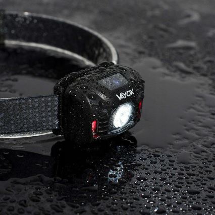 LED Ściemnialna akumulatorowa czołówka z czujnikiem i czerwone światło LED/3W/5V IP66 100 błyszcz. 1200 mAh