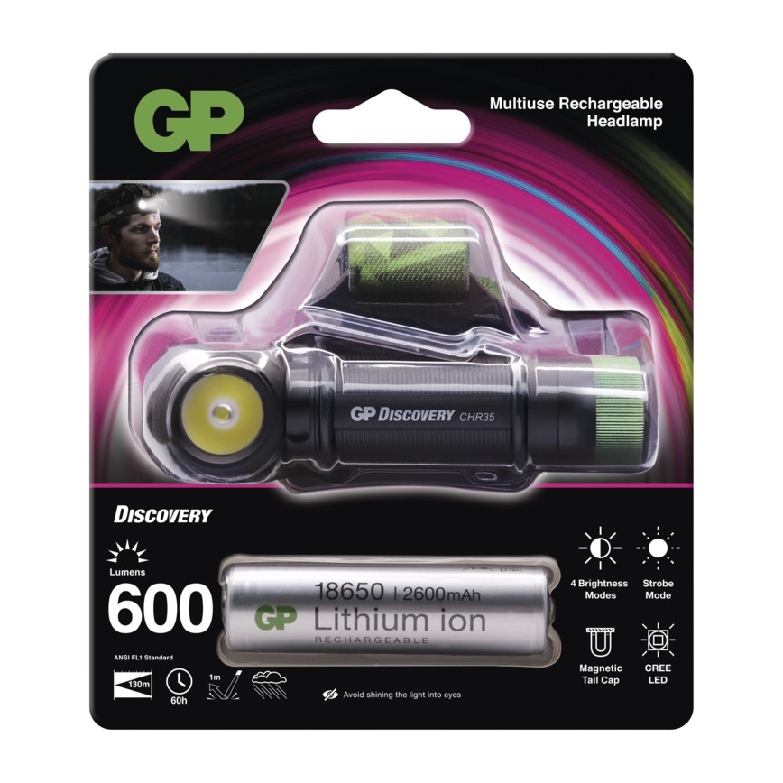 LED Czołówka GP DISCOVERY CHR35 LED/3,7V/2600mAh