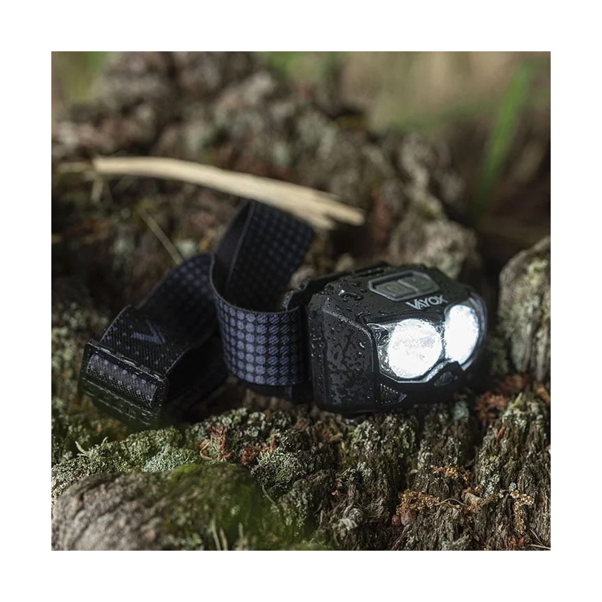 LED Regulowana czołówka ładowalna z czujnikiem i czerwonym światłem 2xLED/5W/5V/3xAAA IP65 500 lm 1200 mAh