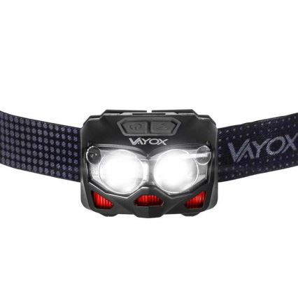 LED Regulowana czołówka ładowalna z czujnikiem i czerwonym światłem 2xLED/5W/5V/3xAAA IP65 500 lm 1200 mAh