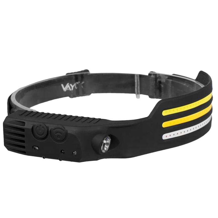 LED Latarka czołowa z regulacją jasności, czujnikiem i czerwonym światłem 4xLED/5V IP44 300 lm 1200 mAh