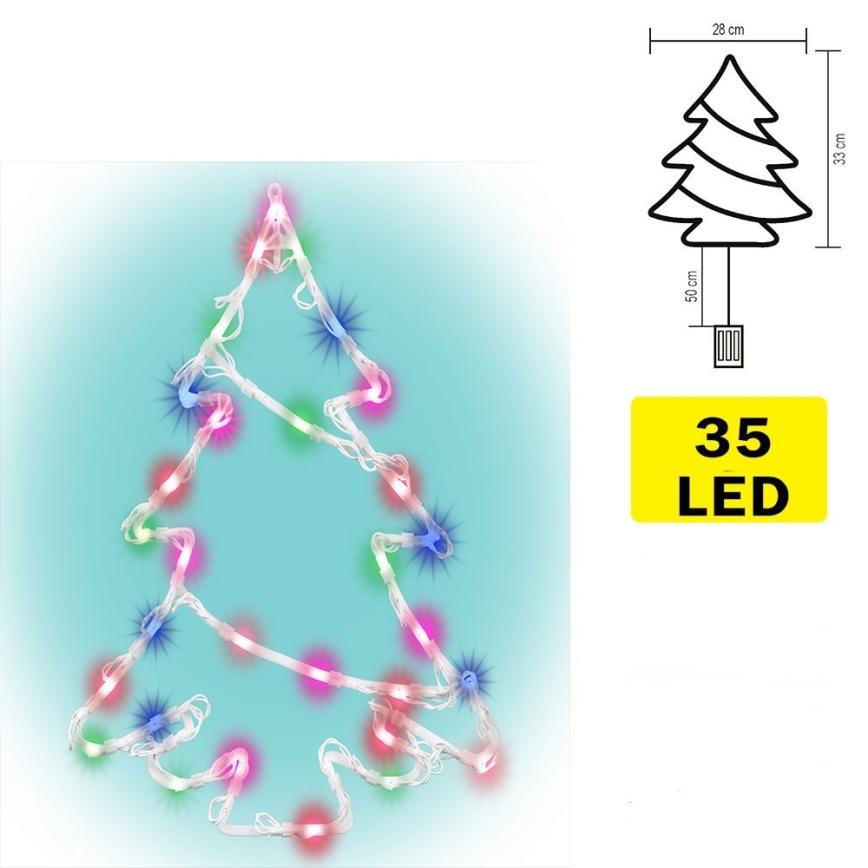 LED Dekoracja okienna 35xLED/3xAA wielokolorowa