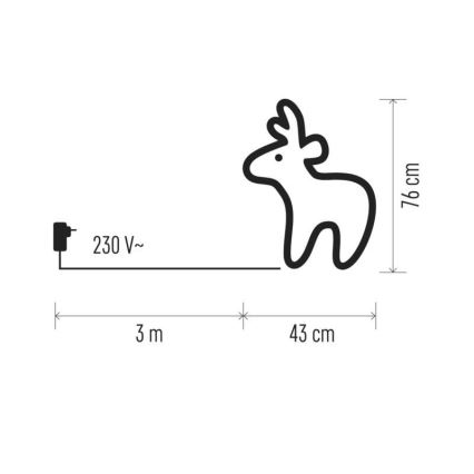 LED Dekoracja świąteczna 80xLED/2,4W/230V 3D renifer