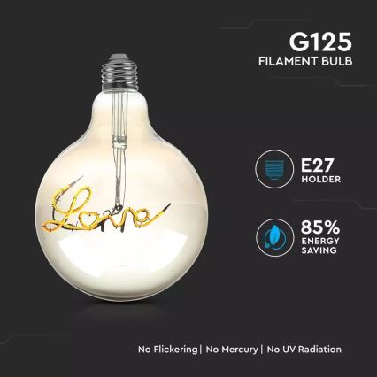 LED Dekoracyjna żarówka FILAMENT G125 E27/5W/230V 2200K