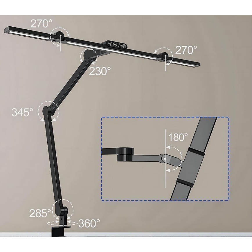 LED Regulowana dotykowo elastyczna lampa stołowa LED/24W/230V 3000-6500K CRI 92 czarna