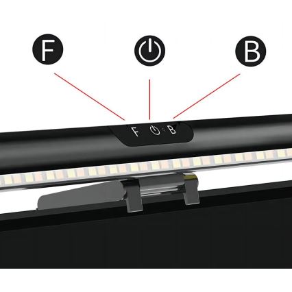 LED Dotykowe oświetlenie monitora ściemnialne LED/5W/5V 3000/4000/5000/6000K 42 cm czarne
