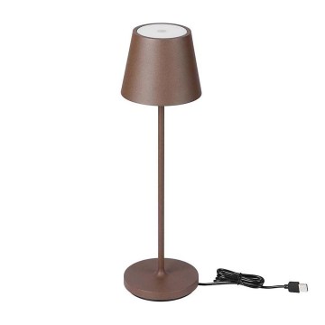 LED Dotykowa ładowalna lampa stołowa ściemnialna LED/2W/5V 4400 mAh 3000K IP54 brązowa