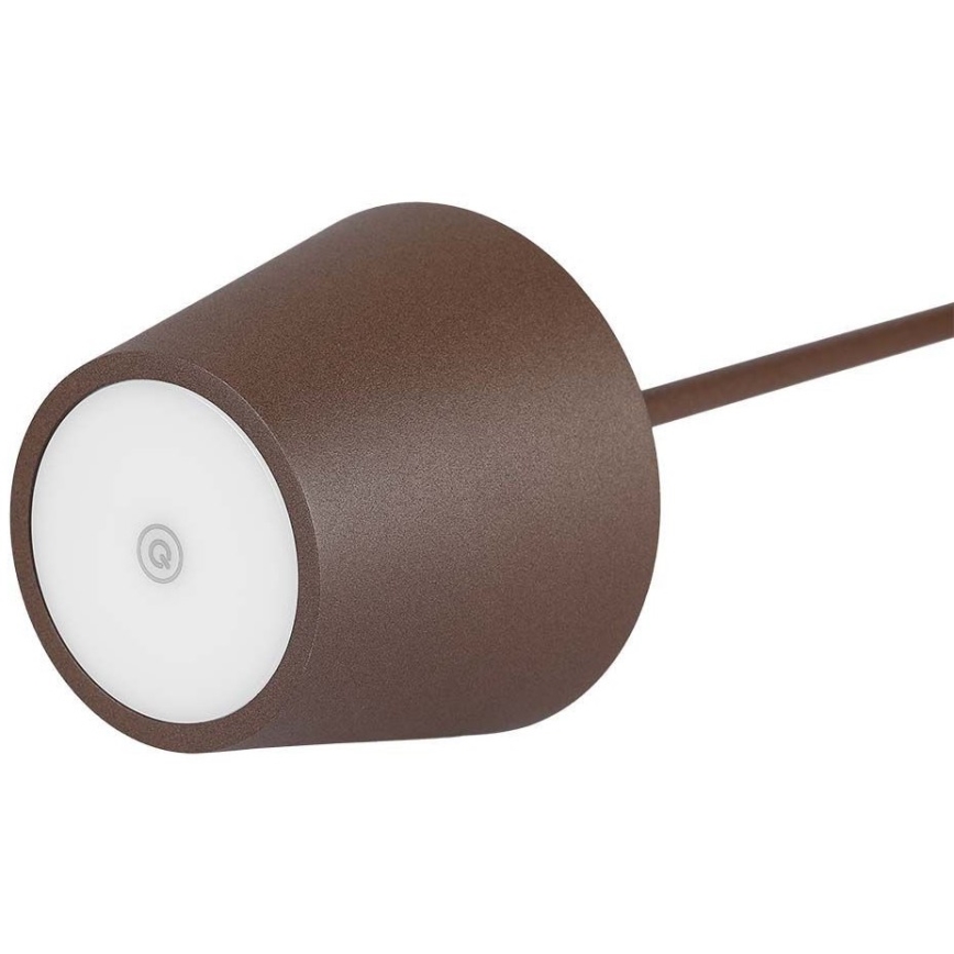 LED Dotykowa ładowalna lampa stołowa ściemnialna LED/2W/5V 4400 mAh 3000K IP54 brązowa