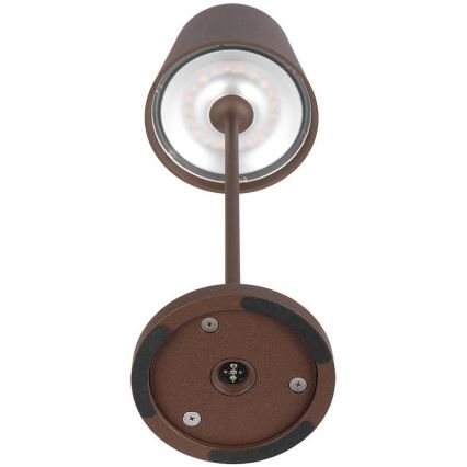 LED Dotykowa ładowalna lampa stołowa ściemnialna LED/2W/5V 4400 mAh 3000K IP54 brązowa