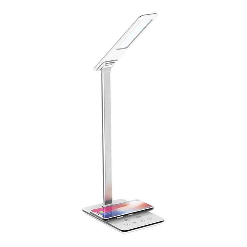 LED Dotykowa lampa stołowa z ściemniaczem i bezprzewodowym ładowaniem JOY LED/6W/230V + USB biała