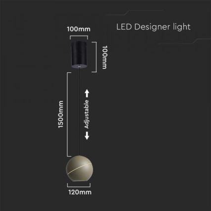 LED Dotykowy żandol na lince LED/8,5W/230V 3000K złoty