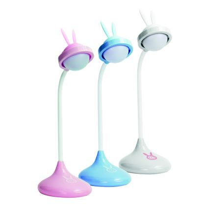 LED Dziecięca lampa dotykowa RABBIT LED/0,4W/5V 3000/6500K niebieska + USB