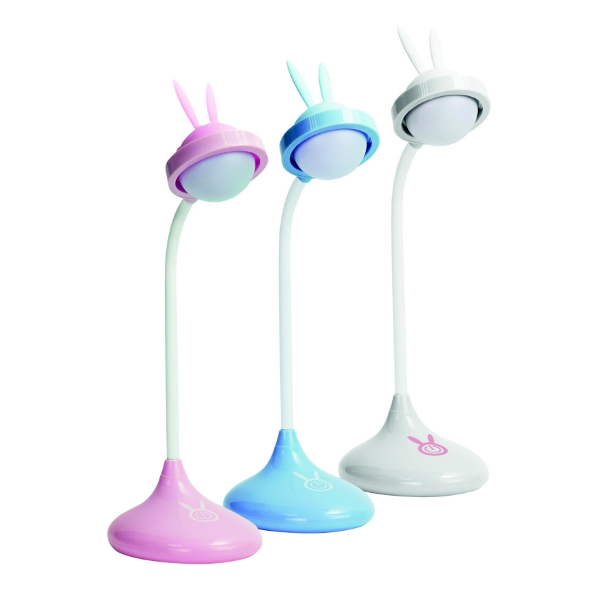 LED Dziecięca lampa dotykowa RABBIT LED/0,4W/5V 3000/6500K niebieska + USB