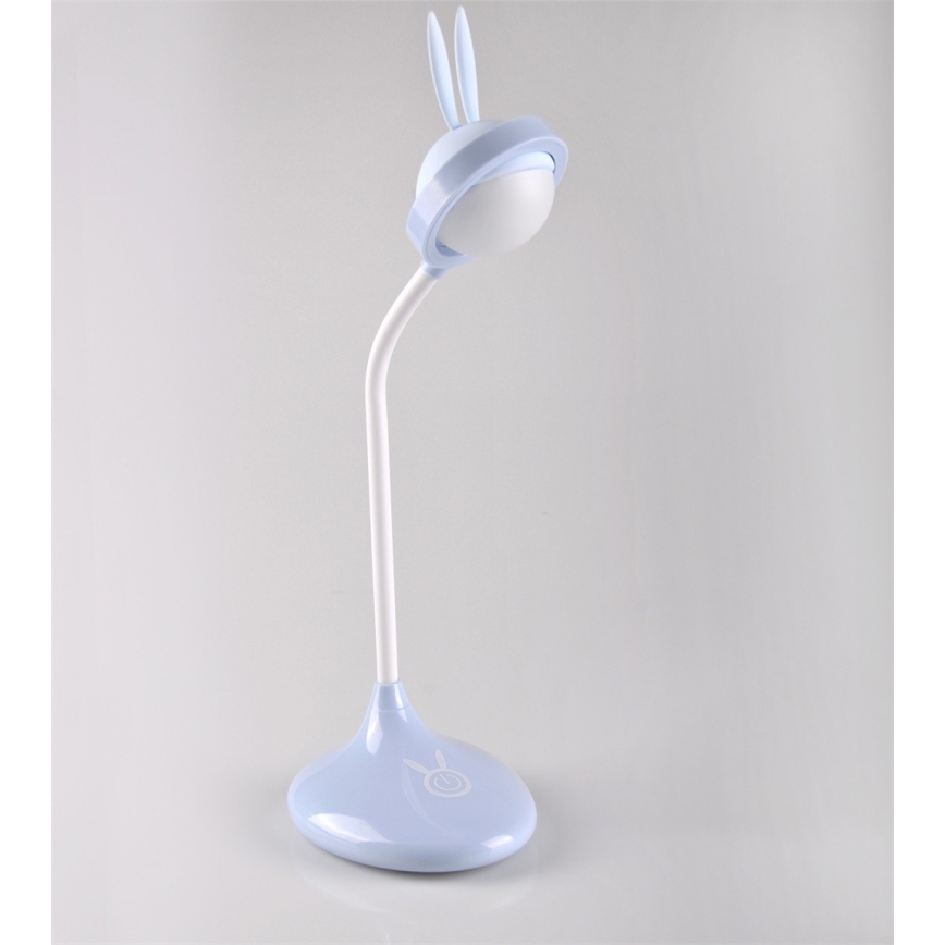 LED Dziecięca lampa dotykowa RABBIT LED/0,4W/5V 3000/6500K niebieska + USB