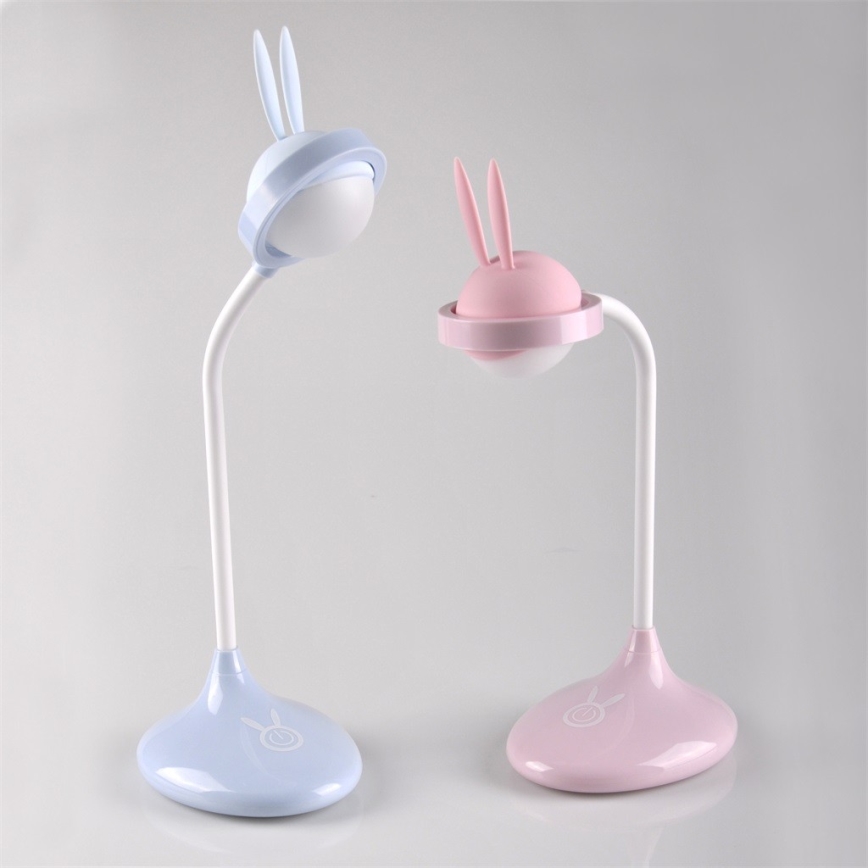 LED Dziecięca lampa dotykowa RABBIT LED/0,4W/5V 3000/6500K niebieska + USB