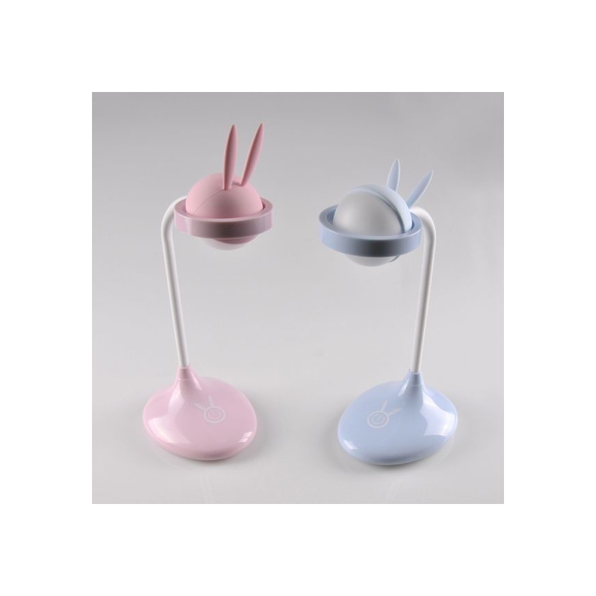 LED Dziecięca lampa dotykowa RABBIT LED/0,4W/5V 3000/6500K niebieska + USB