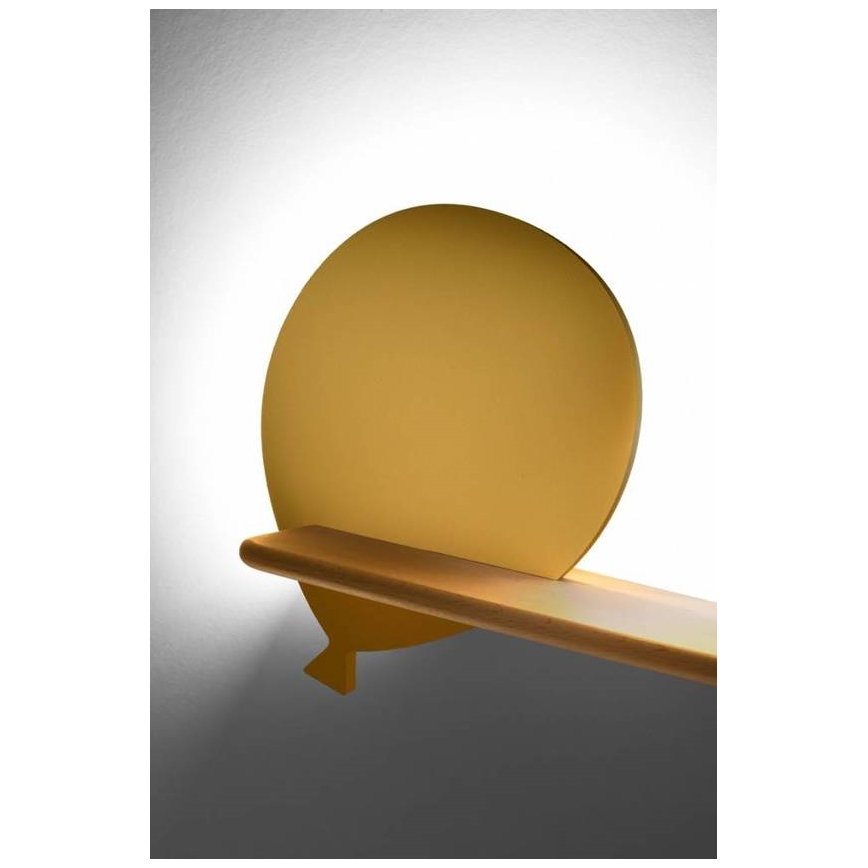 LED Dziecięca lampa ścienna z półką BALLOON LED/4W/230V żółta/drewno,